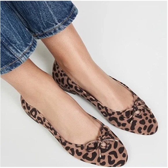 Stuart Weitzman Gabby Cheetah Print Bow Suede Ballet Flats WORN ONCE too small🥲 - Picture 1 of 8